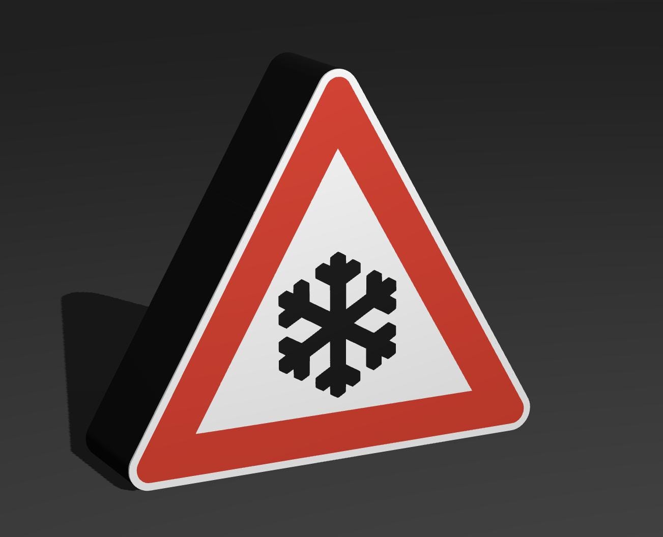 Schnee- oder Eisglätte - Verkehrszeichen / Verkehrsschild / Warnzeichen Auto LED Lampe - Leuchtbox