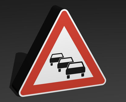 Stau - Verkehrszeichen / Verkehrsschild / Warnzeichen Auto LED Lampe - Leuchtbox