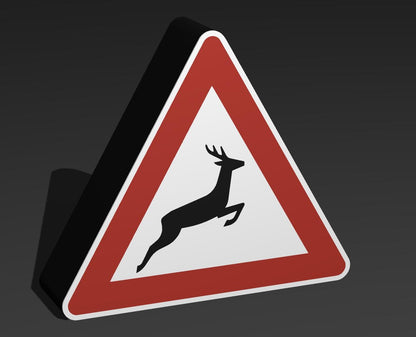 Wildwechsel - Verkehrszeichen / Verkehrsschild / Warnzeichen Auto LED Lampe - Leuchtbox