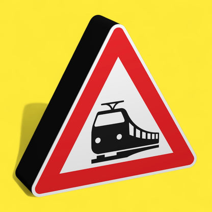 Bahnübergang - Verkehrszeichen / Verkehrsschild / Warnzeichen Auto LED Lampe - Leuchtbox