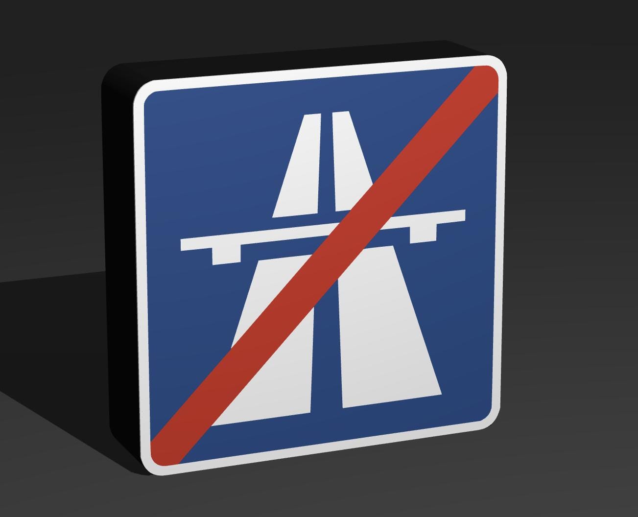 Ende der Autobahn - Verkehrszeichen / Verkehrsschild / Warnzeichen Auto LED Lampe - Leuchtbox