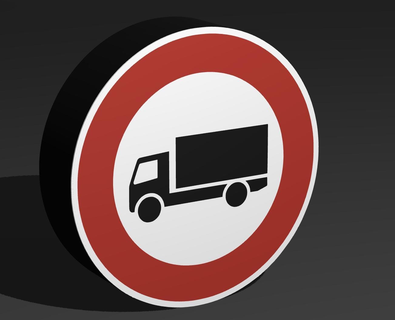 Verbot für LKWs - Verkehrszeichen / Verkehrsschild / Warnzeichen Auto LED Lampe - Leuchtbox