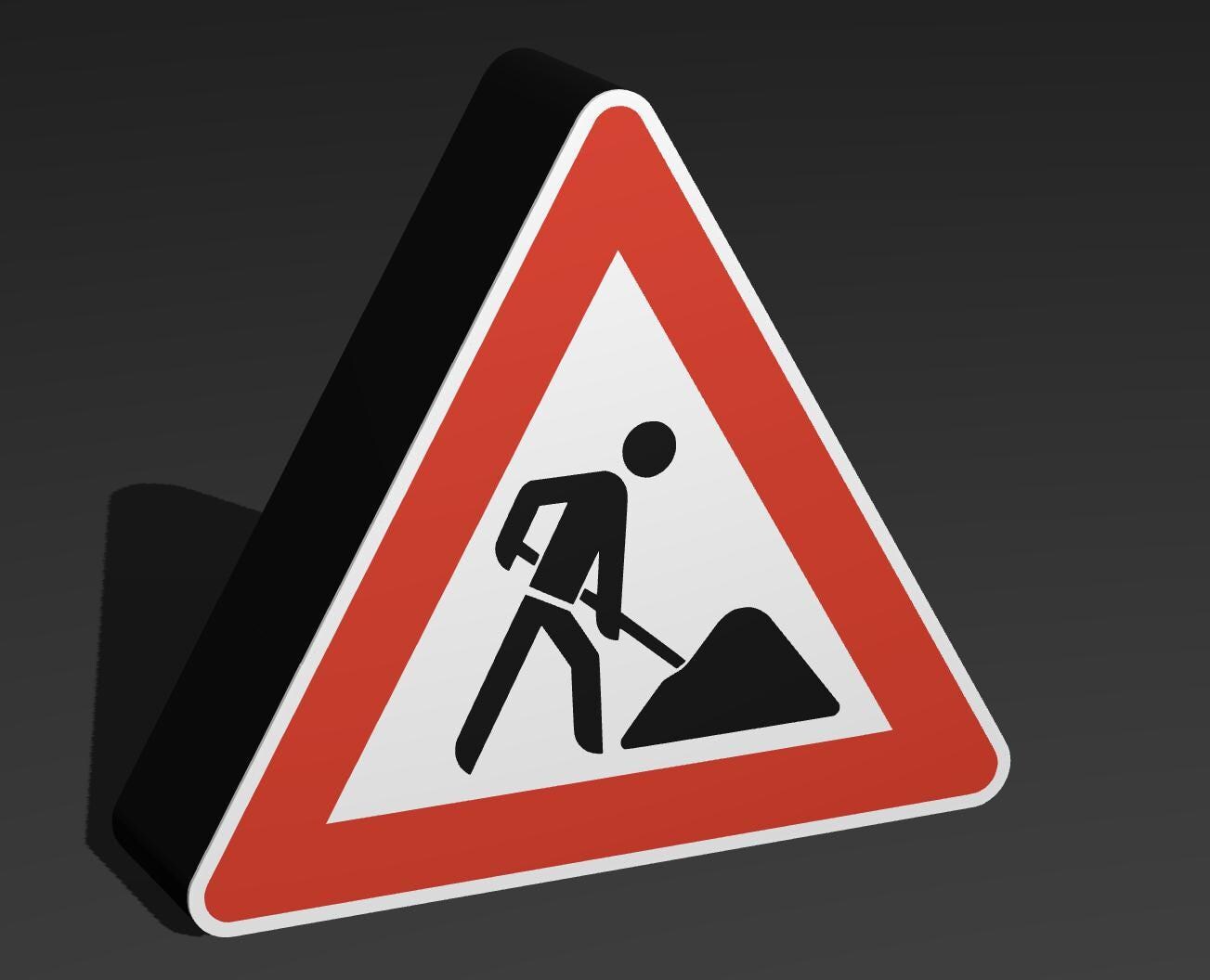 Arbeitsstelle / Baustelle - Verkehrszeichen / Verkehrsschild / Warnzeichen Auto LED Lampe - Leuchtbox