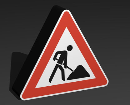 Arbeitsstelle / Baustelle - Verkehrszeichen / Verkehrsschild / Warnzeichen Auto LED Lampe - Leuchtbox