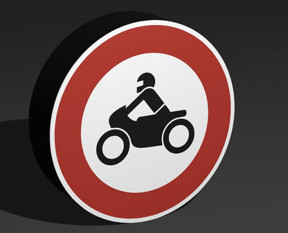 Verbot für Motorräder - Verkehrszeichen / Verkehrsschild / Warnzeichen Auto LED Lampe - Leuchtbox