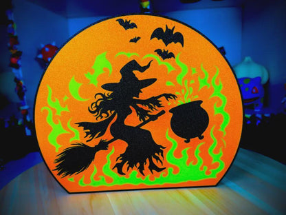 Halloween Hexe LED Lampe - Leuchtbox