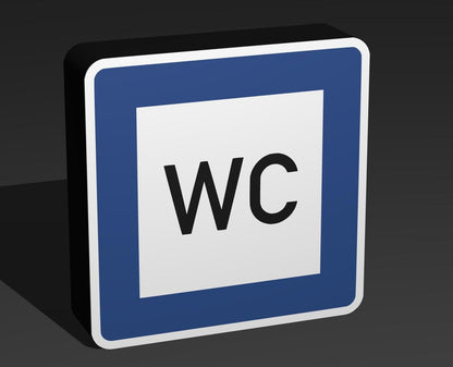 Toilette / WC - Verkehrszeichen / Verkehrsschild / Warnzeichen Auto LED Lampe - Leuchtbox