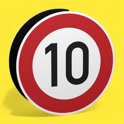 10 KMH Geschwindigkeitsbegrenzung - Verkehrszeichen / Verkehrsschild / Warnzeichen Auto LED Lampe - Leuchtbox