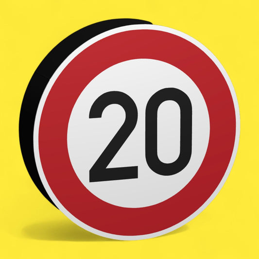 20 KMH Geschwindigkeitsbegrenzung - Verkehrszeichen / Verkehrsschild / Warnzeichen Auto LED Lampe - Leuchtbox