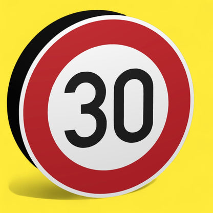 30 KMH Geschwindigkeitsbegrenzung - Verkehrszeichen / Verkehrsschild / Warnzeichen Auto LED Lampe - Leuchtbox