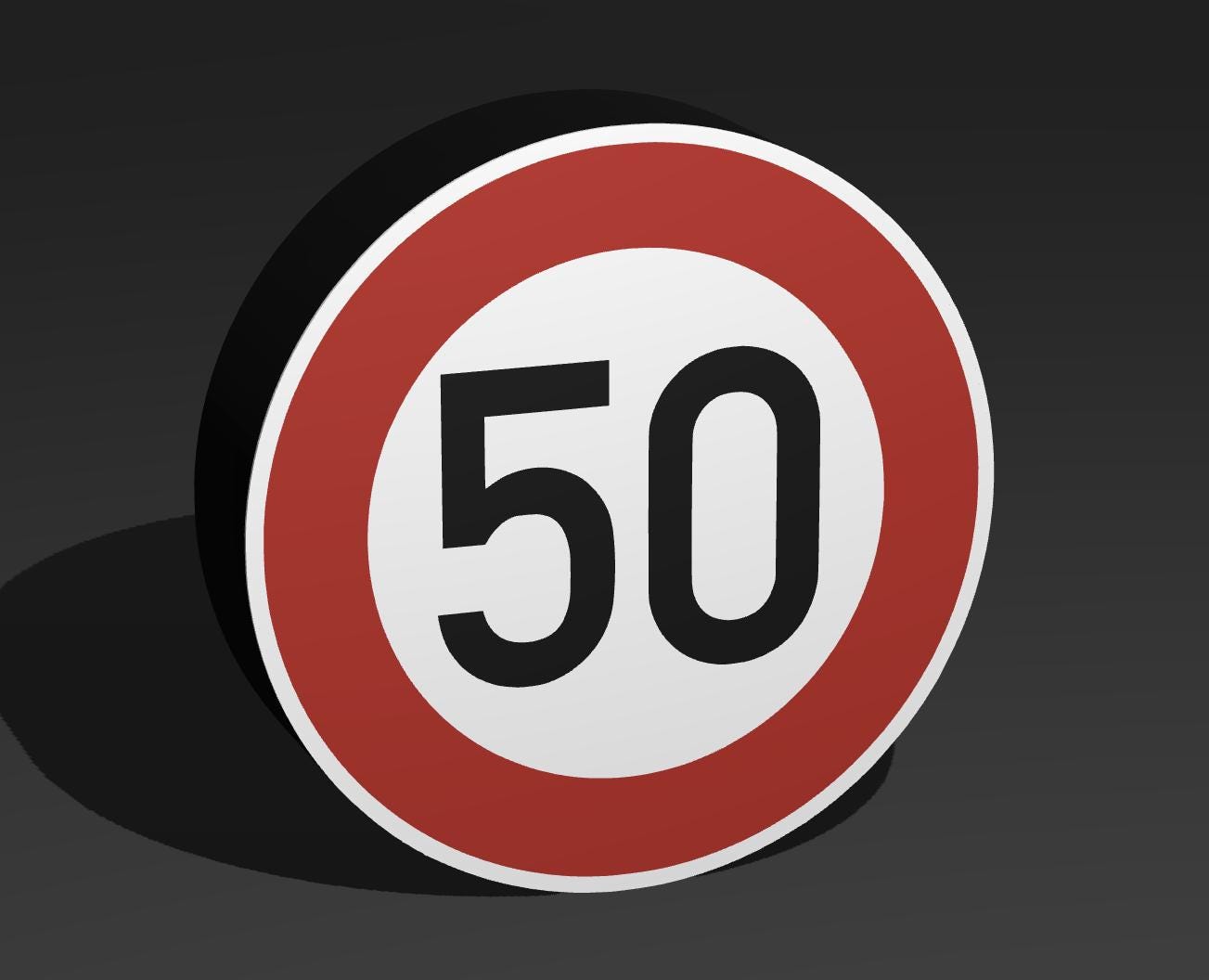 50 KMH Geschwindigkeitsbegrenzung - Verkehrszeichen / Verkehrsschild / Warnzeichen Auto LED Lampe - Leuchtbox