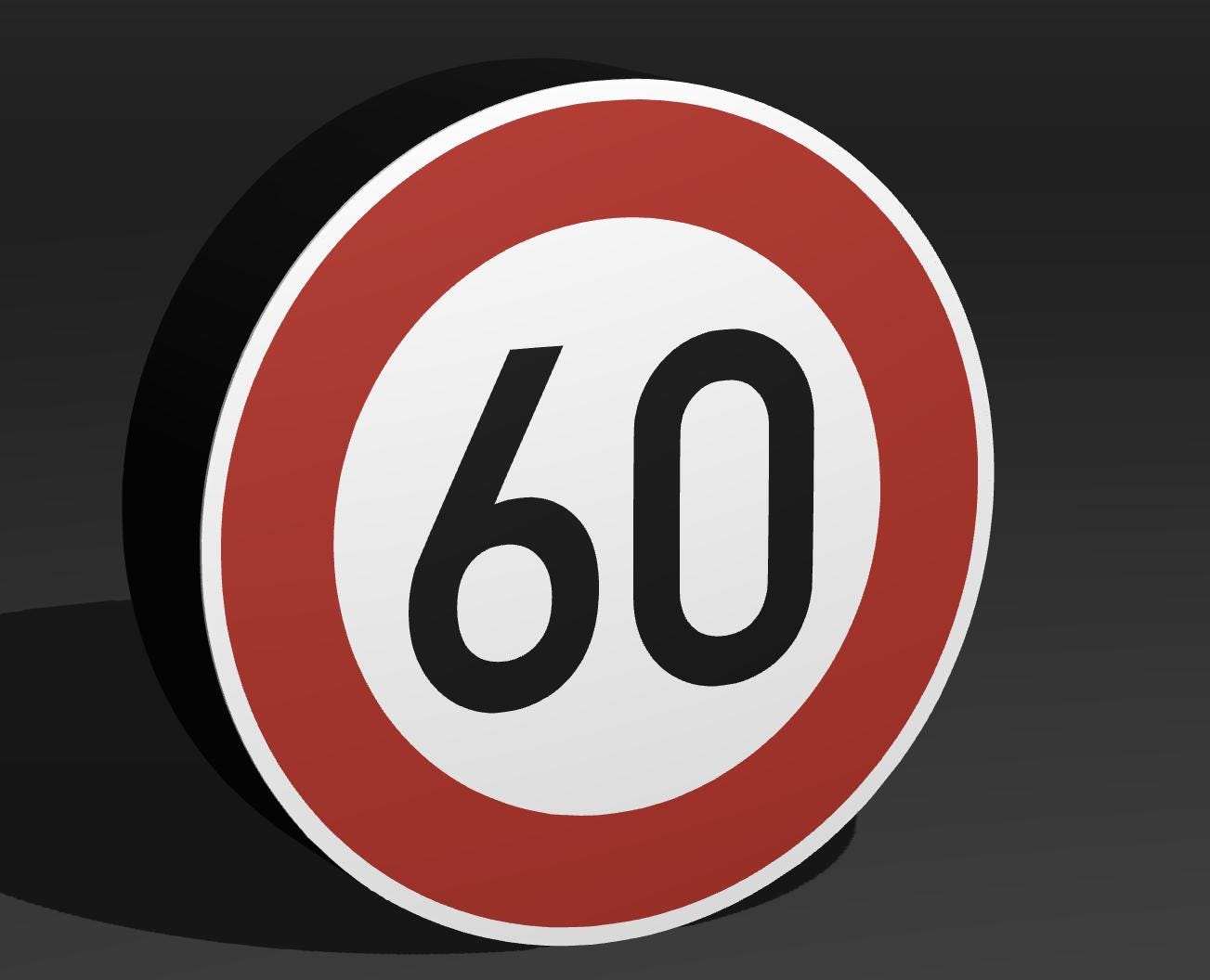 60 KMH Geschwindigkeitsbegrenzung - Verkehrszeichen / Verkehrsschild / Warnzeichen Auto LED Lampe - Leuchtbox