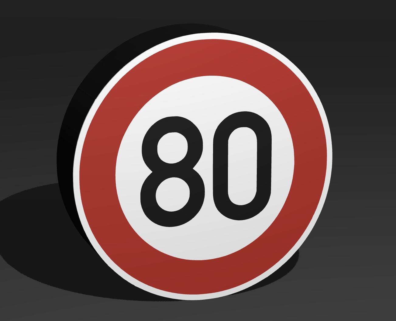 80 KMH Geschwindigkeitsbegrenzung - Verkehrszeichen / Verkehrsschild / Warnzeichen Auto LED Lampe - Leuchtbox