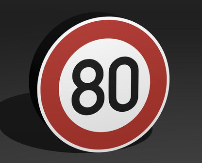 80 KMH Geschwindigkeitsbegrenzung - Verkehrszeichen / Verkehrsschild / Warnzeichen Auto LED Lampe - Leuchtbox