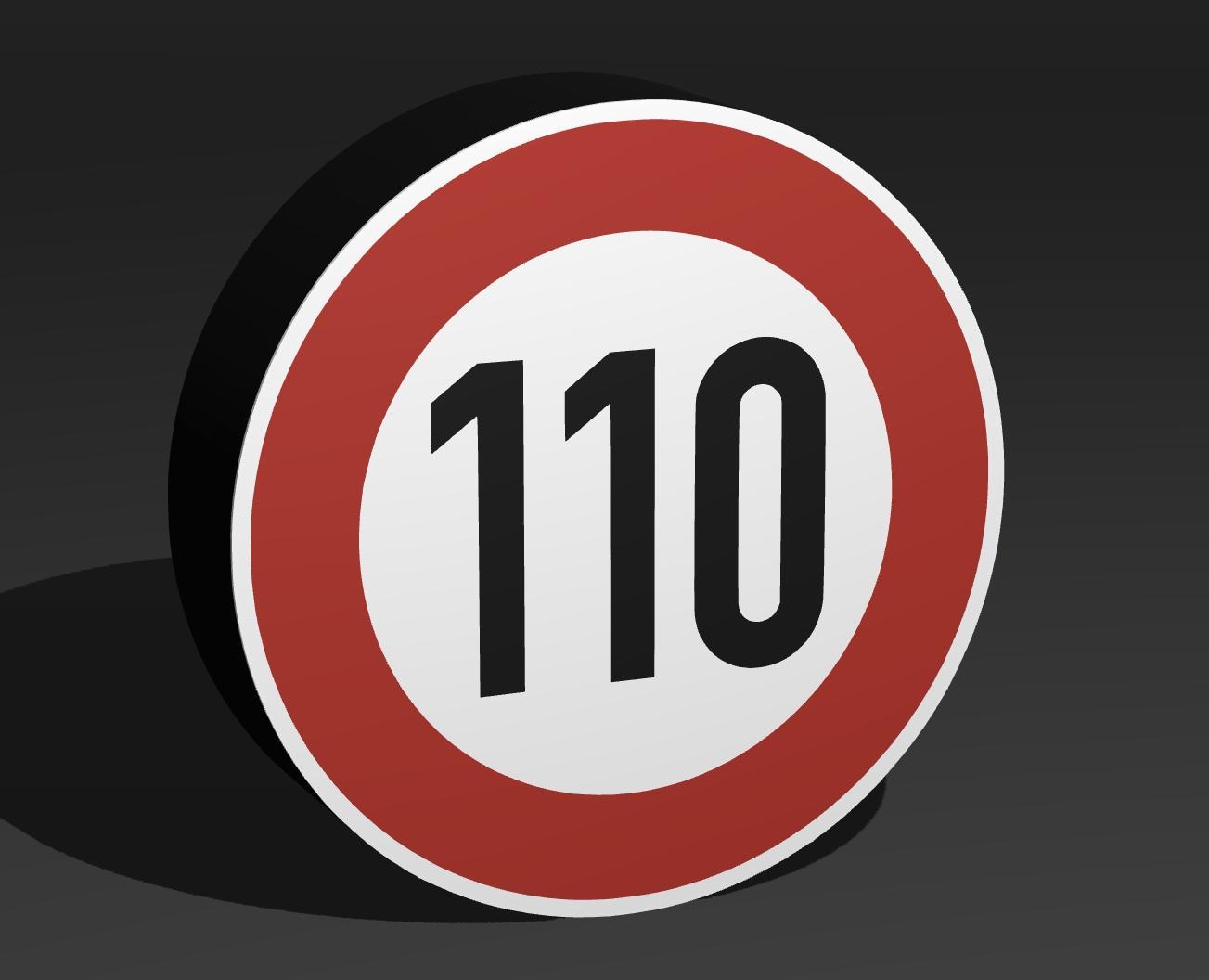 110 KMH Geschwindigkeitsbegrenzung - Verkehrszeichen / Verkehrsschild / Warnzeichen Auto LED Lampe - Leuchtbox