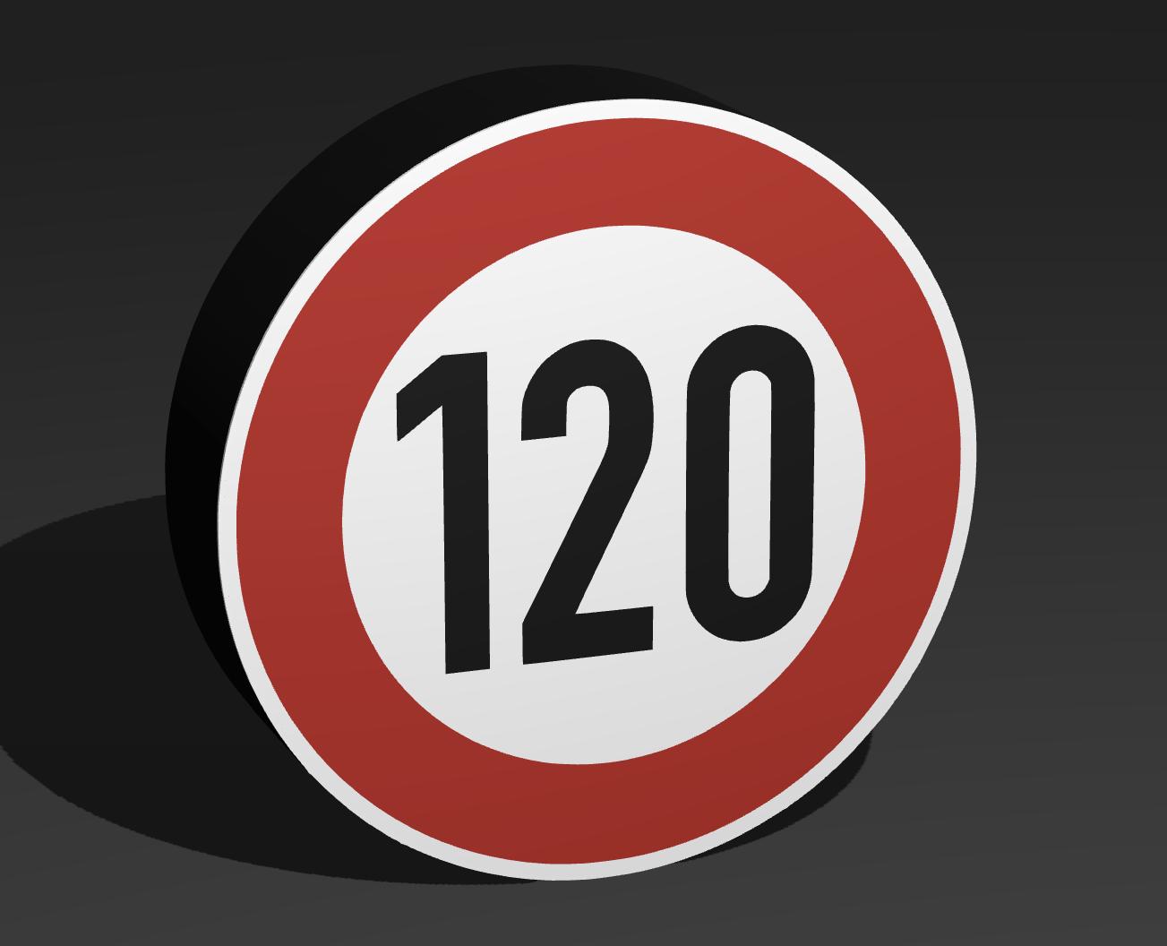 120 KMH Geschwindigkeitsbegrenzung - Verkehrszeichen / Verkehrsschild / Warnzeichen Auto LED Lampe - Leuchtbox