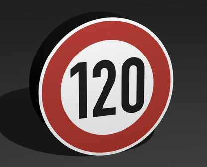 120 KMH Geschwindigkeitsbegrenzung - Verkehrszeichen / Verkehrsschild / Warnzeichen Auto LED Lampe - Leuchtbox