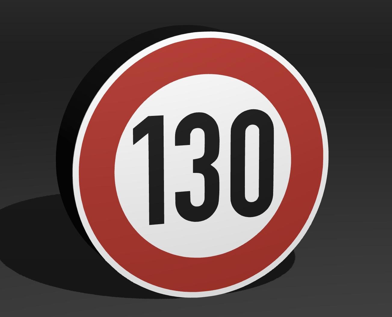 130 KMH Geschwindigkeitsbegrenzung - Verkehrszeichen / Verkehrsschild / Warnzeichen Auto LED Lampe - Leuchtbox