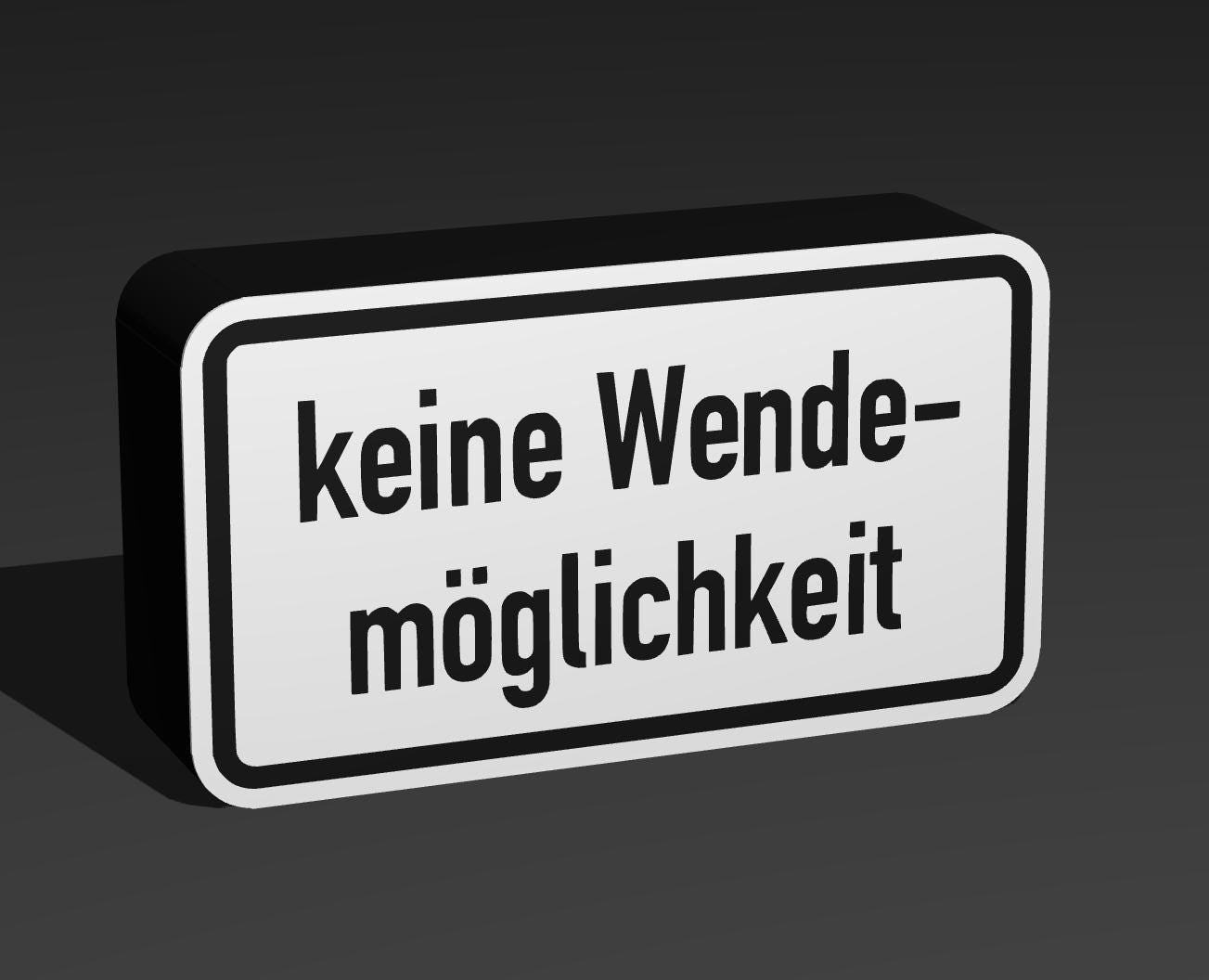 Keine Wendemöglichkeit - Verkehrszeichen / Verkehrsschild / Warnzeichen Auto LED Lampe - Leuchtbox