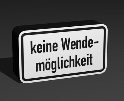 Keine Wendemöglichkeit - Verkehrszeichen / Verkehrsschild / Warnzeichen Auto LED Lampe - Leuchtbox