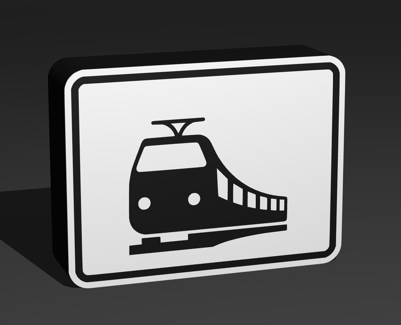 Schienenbahn - Verkehrszeichen / Verkehrsschild / Warnzeichen Auto LED Lampe - Leuchtbox