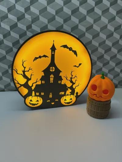 Halloween Grusel-Schloss Lampe