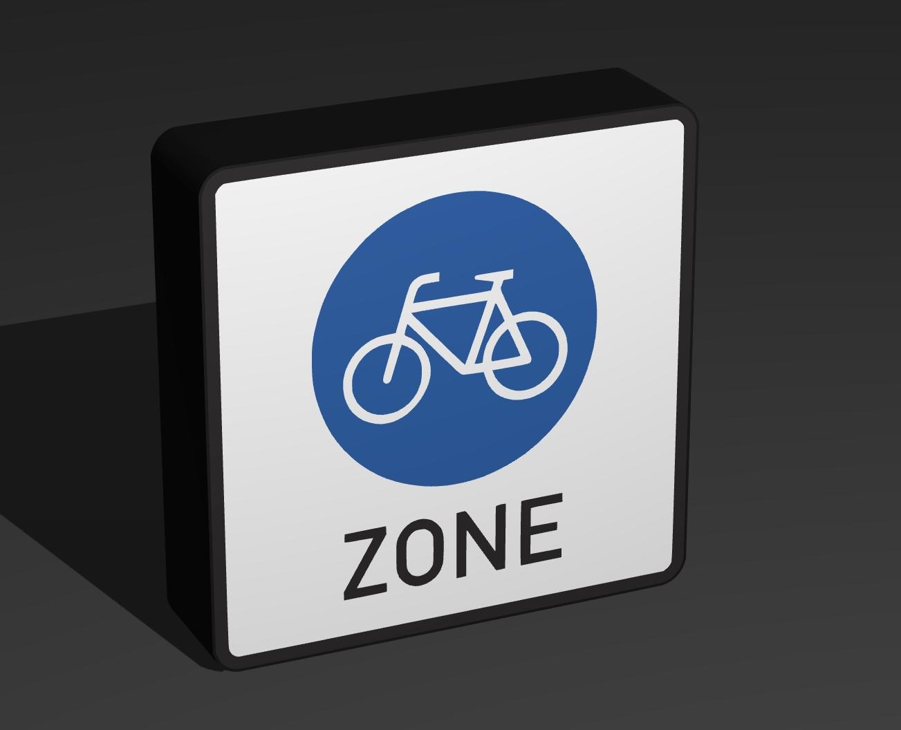 Fahrradzone - Verkehrszeichen / Verkehrsschild / Warnzeichen Auto LED Lampe - Leuchtbox