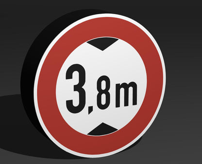 Verbot für 3,8m Höhe - Verkehrszeichen / Verkehrsschild / Warnzeichen Auto LED Lampe - Leuchtbox