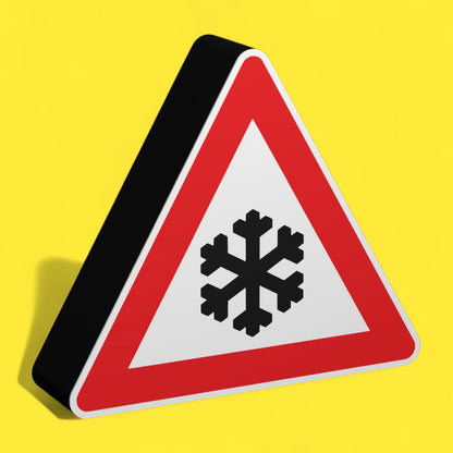 Schnee- oder Eisglätte - Verkehrszeichen / Verkehrsschild / Warnzeichen Auto LED Lampe - Leuchtbox