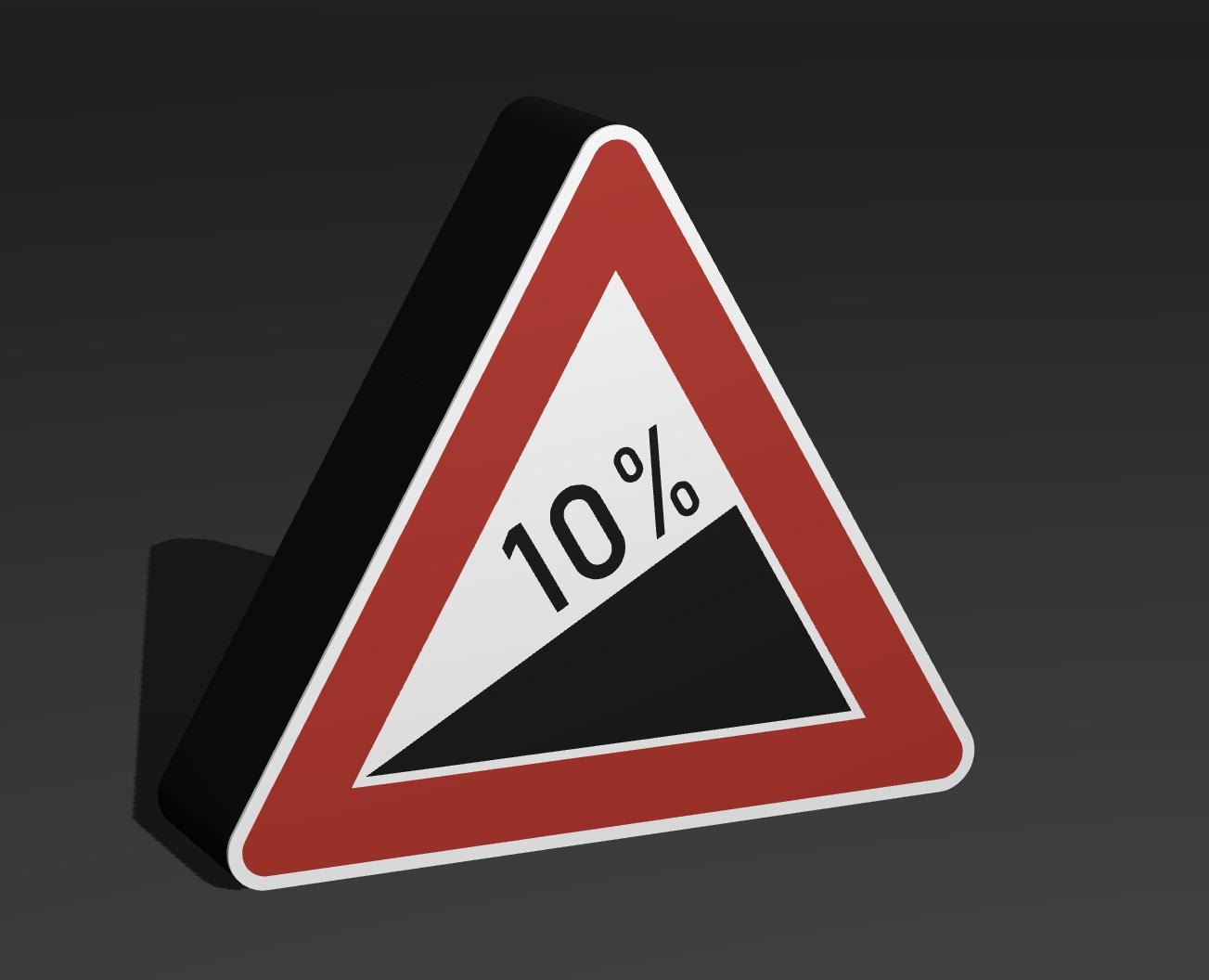 Steigung 10% - Verkehrszeichen / Verkehrsschild / Warnzeichen Auto LED Lampe - Leuchtbox