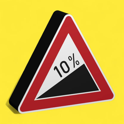Steigung 10% - Verkehrszeichen / Verkehrsschild / Warnzeichen Auto LED Lampe - Leuchtbox