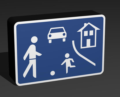Spielstraße - Verkehrszeichen / Verkehrsschild / Warnzeichen Auto LED Lampe - Leuchtbox