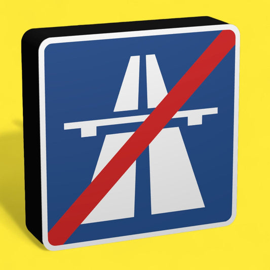 Ende der Autobahn - Verkehrszeichen / Verkehrsschild / Warnzeichen Auto LED Lampe - Leuchtbox