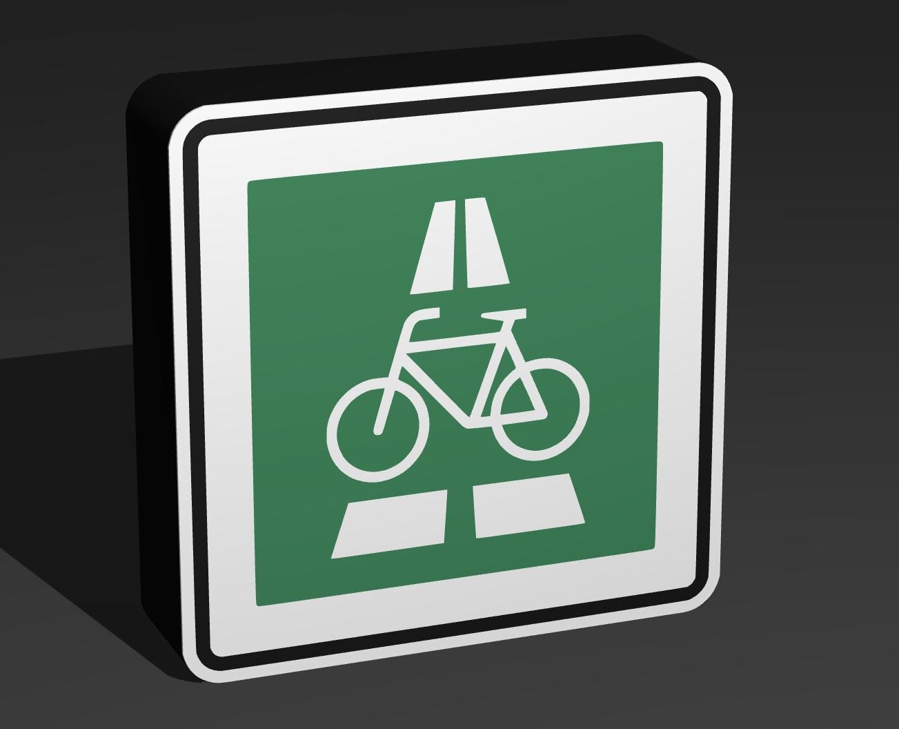 Radschnellweg - Verkehrszeichen / Verkehrsschild / Warnzeichen Auto LED Lampe - Leuchtbox