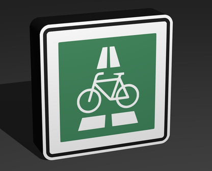 Radschnellweg - Verkehrszeichen / Verkehrsschild / Warnzeichen Auto LED Lampe - Leuchtbox