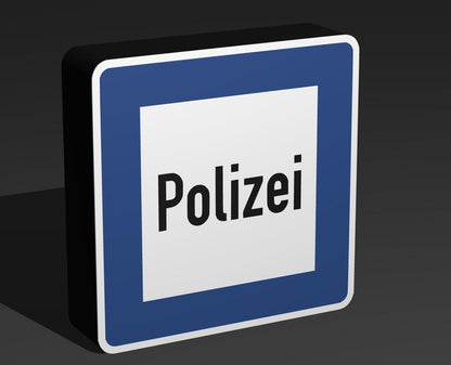 Polizei - Verkehrszeichen / Verkehrsschild / Warnzeichen Auto LED Lampe - Leuchtbox