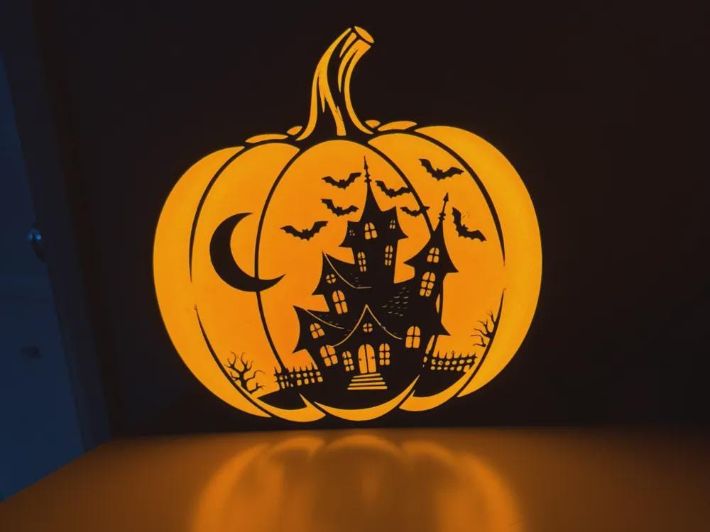 Halloween Kürbis Grusel-Schloss LED Lampe - Leuchtbox