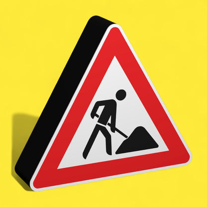 Arbeitsstelle / Baustelle - Verkehrszeichen / Verkehrsschild / Warnzeichen Auto LED Lampe - Leuchtbox