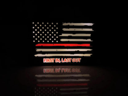 Flagge USA First In, Last Out LED Lampe - Leuchtbox
