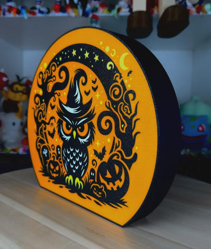 Halloween Gruselige Eule LED Lampe - Leuchtbox
