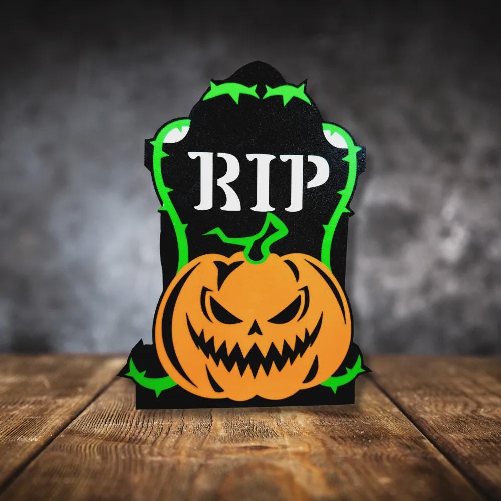 Halloween Kürbis Grabstein Lampe