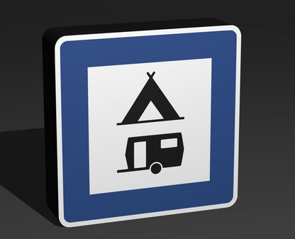 Zelt- und Wohnwagenplatz - Verkehrszeichen / Verkehrsschild / Warnzeichen Auto LED Lampe - Leuchtbox