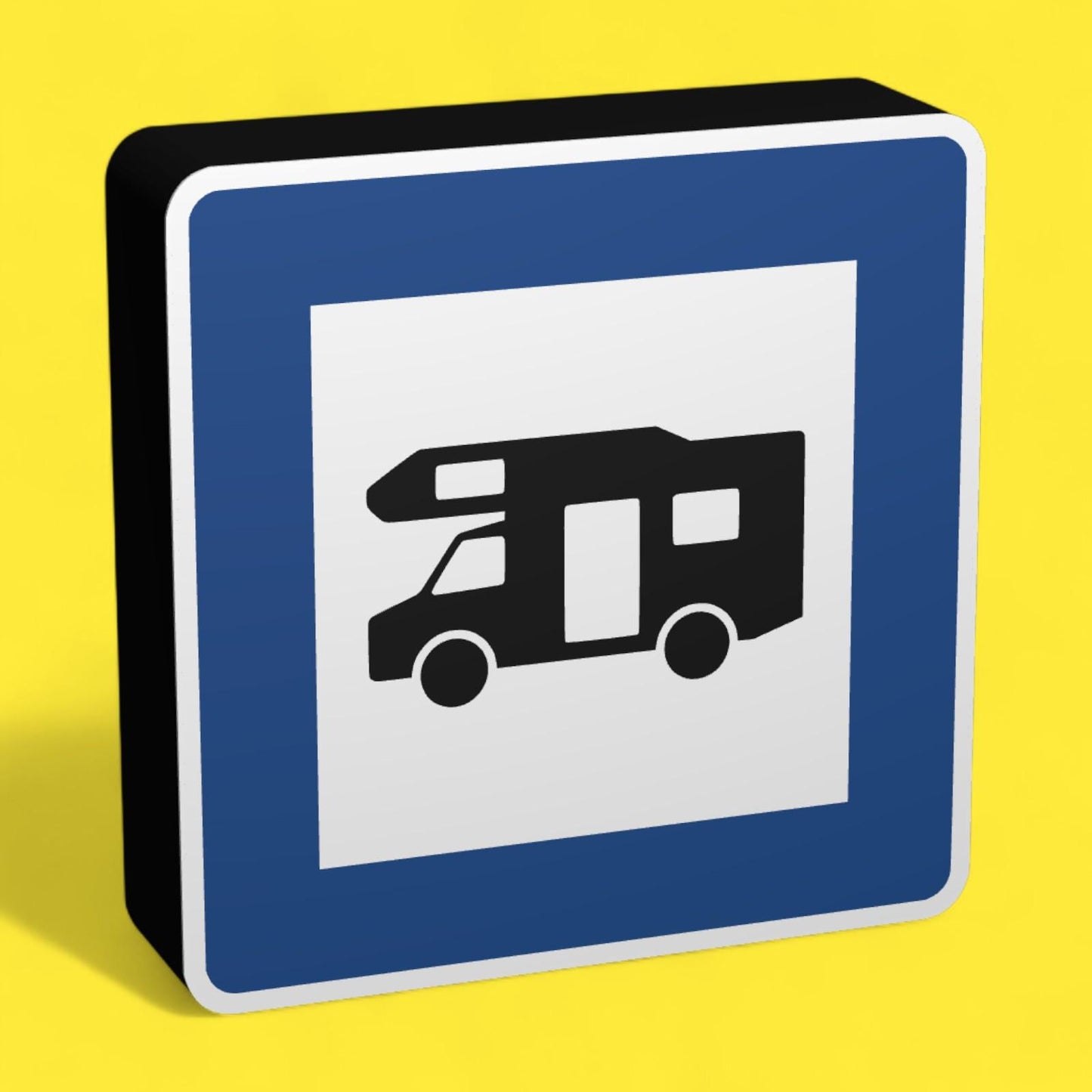 Wohnmobil- und Wohnwagenplatz - Verkehrszeichen / Verkehrsschild / Warnzeichen Auto LED Lampe - Leuchtbox