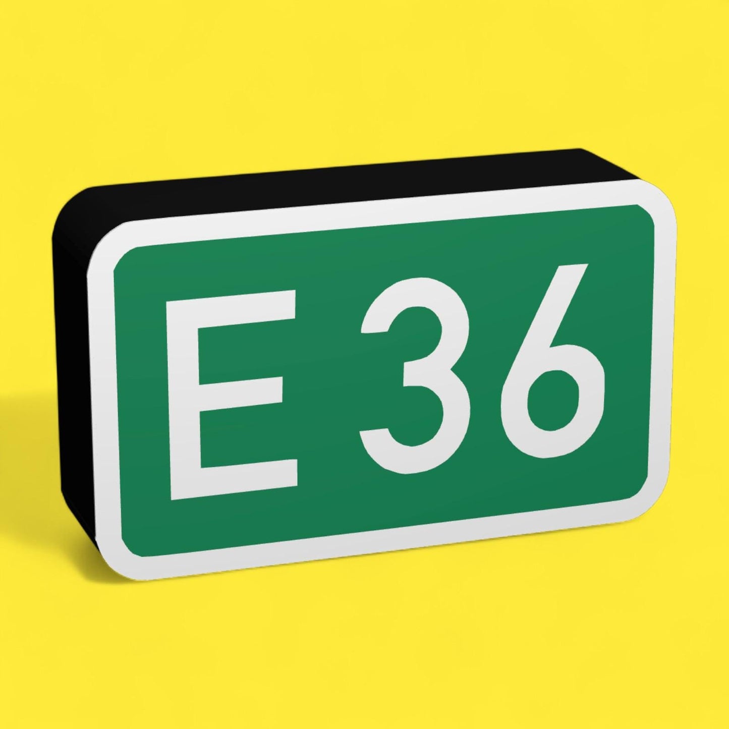 Nummernschild für Europastraßen E36 - Verkehrszeichen / Verkehrsschild / Warnzeichen Auto LED Lampe - Leuchtbox