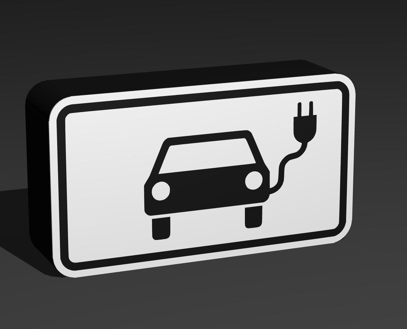 Elektroauto - Verkehrszeichen / Verkehrsschild / Warnzeichen Auto LED Lampe - Leuchtbox