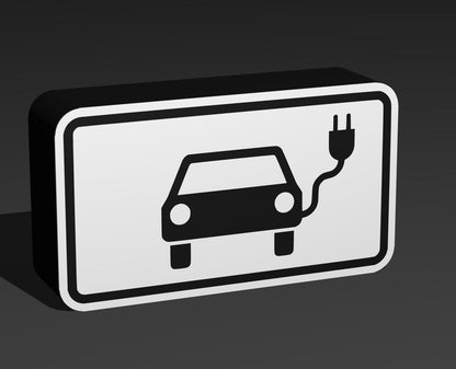 Elektroauto - Verkehrszeichen / Verkehrsschild / Warnzeichen Auto LED Lampe - Leuchtbox