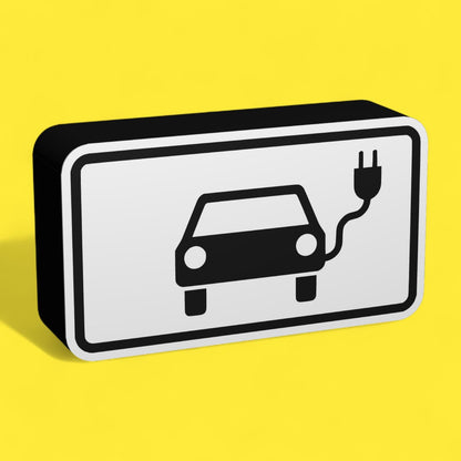 Elektroauto - Verkehrszeichen / Verkehrsschild / Warnzeichen Auto LED Lampe - Leuchtbox