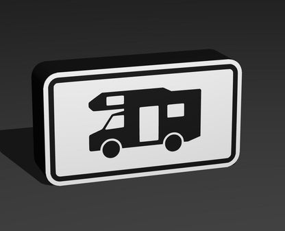 Wohnmobil - Verkehrszeichen / Verkehrsschild / Warnzeichen Auto LED Lampe - Leuchtbox
