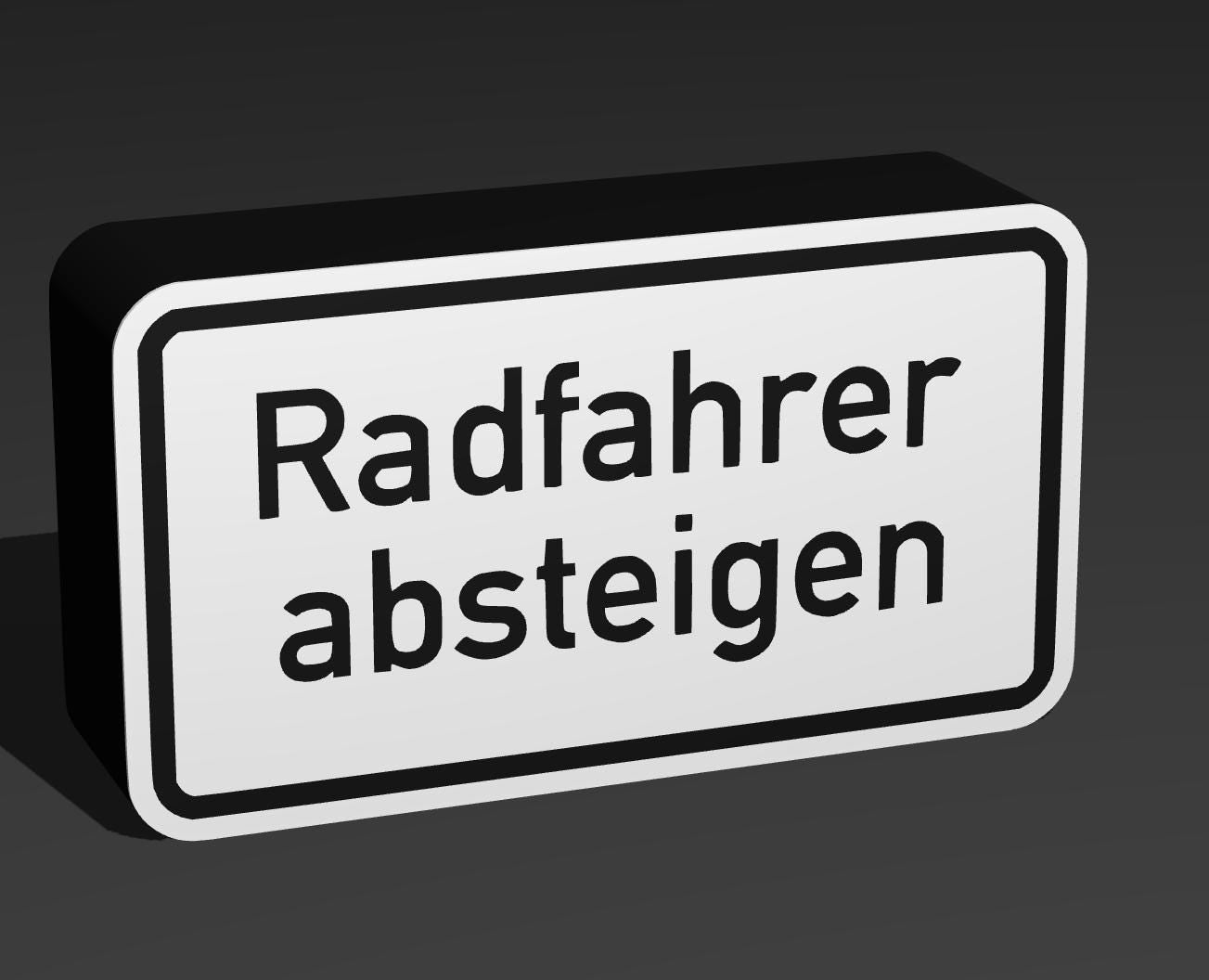 Radfahrer absteigen - Verkehrszeichen / Verkehrsschild / Warnzeichen Auto LED Lampe - Leuchtbox