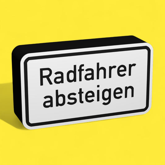 Radfahrer absteigen - Verkehrszeichen / Verkehrsschild / Warnzeichen Auto LED Lampe - Leuchtbox
